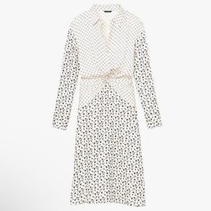 Club Monaco Cydar Cream/Black Midi Shirt Dress Size 10